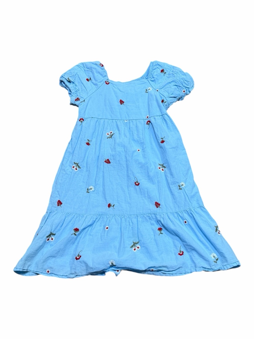 Zac Posen Light Blue Floral Embroidered Puff-Sleeve Dress - Picture 2 of 4